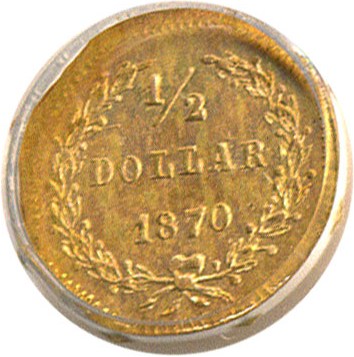 image for: Cal Gold: 1870 50c BG-936 PCGS MS61 
