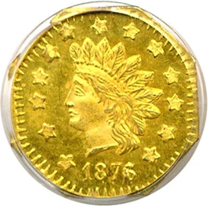 image for: Cal Gold: 1876/5 $1 BG-1129 PCGS MS63