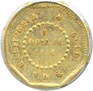 image for: Cal Gold: 1854 $1 BG-508 PCGS AU58