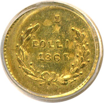 image for: Cal Gold: 1865 50c BG-1005 PCGS MS63 