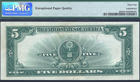 image for: Fr.282 1923 $5 Porthole PMG Choice CU64 EPQ  [A2758063B]