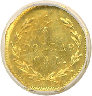image for: Cal Gold: 1871 25c BG-770 NGC MS62