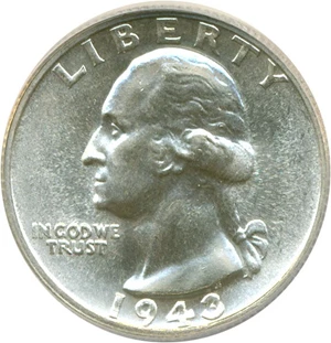 image for: 1943-S 25c ANACS MS66 (WDDO-002 & WDDR-001)
