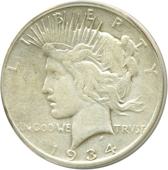 image for: Top 50 VAM: 1934-D $1 VAM 3  DDO ANACS VF30 Details (Cleaned)