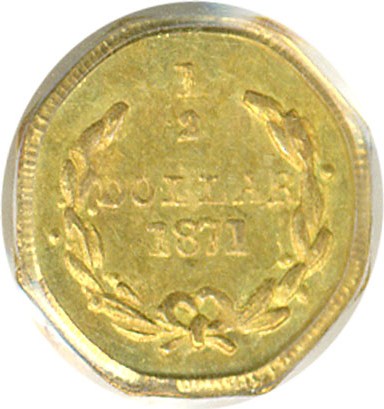 image for: Cal Gold: 1871 50c BG-911 PCGS MS63 