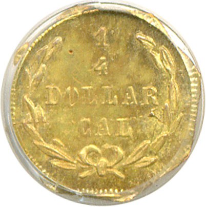 image for: Cal Gold: 1873 25c BG-727 PCGS MS64 OGH
