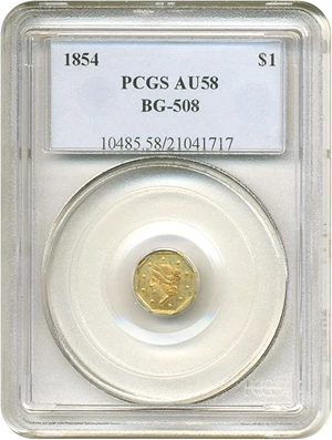 image for: Cal Gold: 1854 $1 BG-508 PCGS AU58