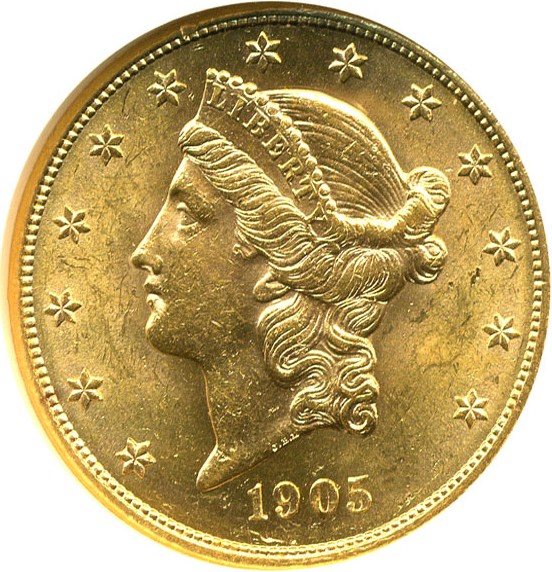 image for: 1905-S $20  NGC MS62 