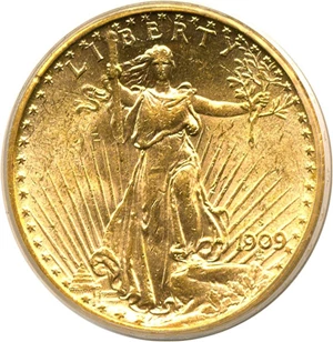 image for: 1909-S $20 PCGS MS61
