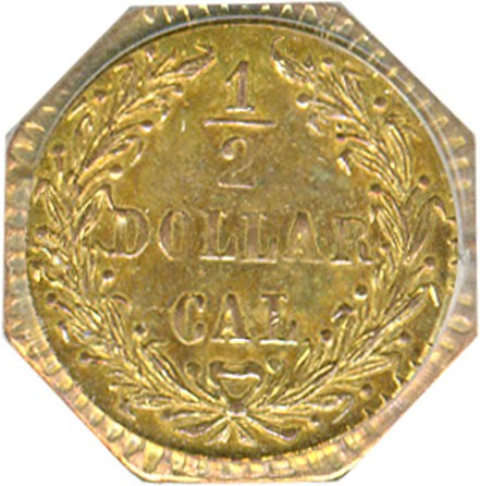 image for: Cal Gold: 1876 50c BG-949 PCGS MS62 