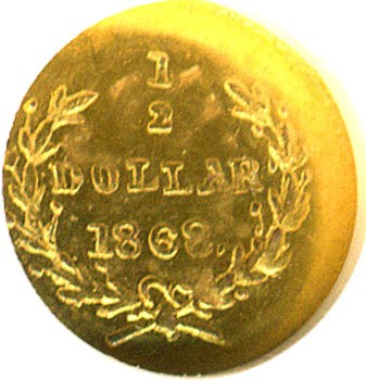 image for: Cal Gold: 1868 50c BG-1008 NGC MS63 