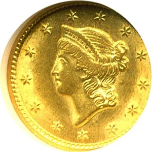 image for: 1851 G$1 NGC MS63