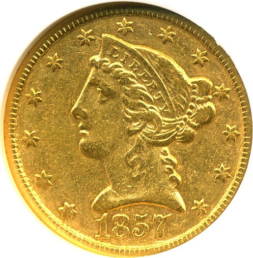 image for: 1857-C $5  NGC XF45