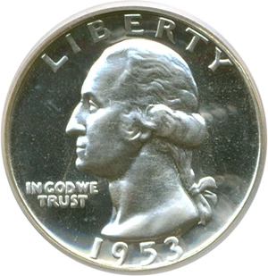 image for: 1953 25c PCGS Proof 67 Cameo
