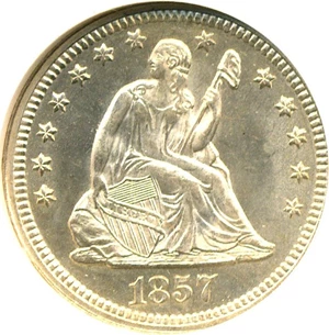 image for: 1857 25c NGC MS65