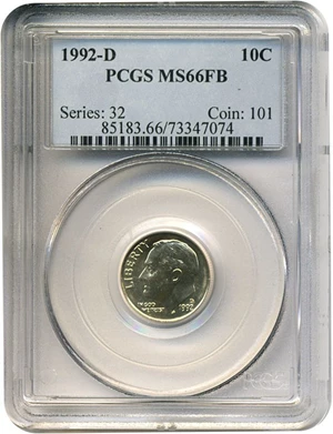image for: 1992-D 10c PCGS MS66 FB