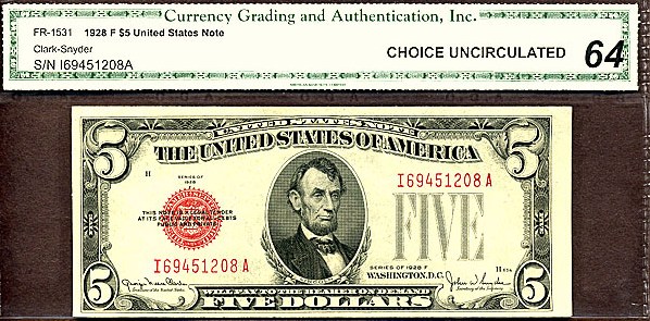 image for: Fr.1531 1928F $5  CGA Choice CU64  [I69451208A]