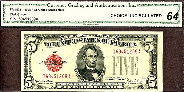 image for: Fr.1531 1928F $5  CGA Choice CU64  [I69451209A]