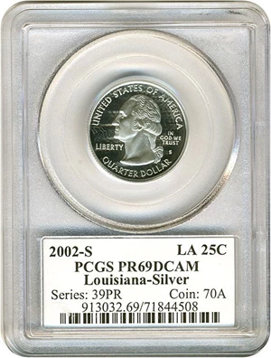 image for: 2002-S 25c Louisiana-Silver PCGS Proof 69 DCameo
