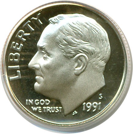 image for: 1991-S 10c  PCGS Proof 69 DCameo