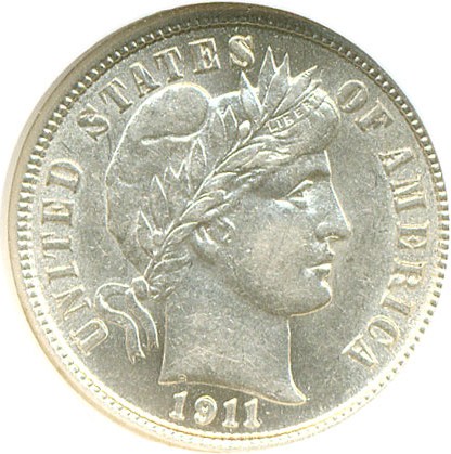 image for: 1911 10c  NGC AU58 