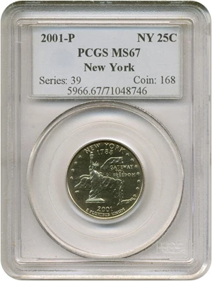 image for: 2001-P 25c New York PCGS MS67