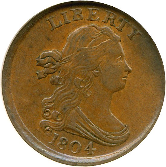 image for: 1804 1/2c Plain 4-No Stems NGC AU58 BN