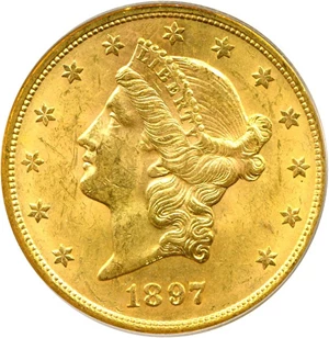 image for: 1897-S $20 PCGS MS63