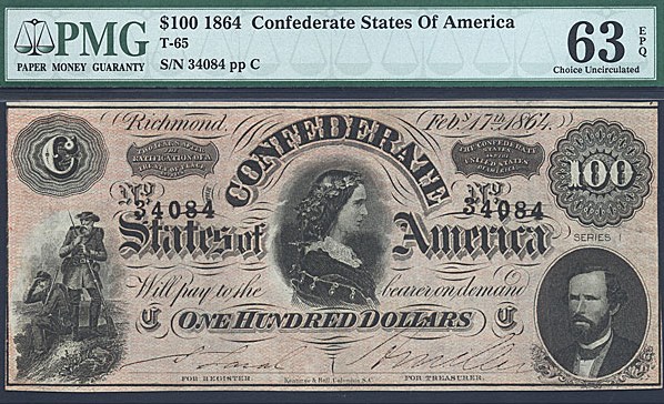 image for: Fr.T65 1864 $100 CSA PMG Choice CU63 EPQ  [34084]