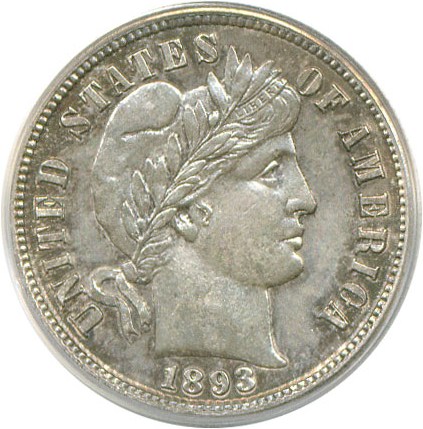 image for: 1893-S 10c  PCGS MS64 
