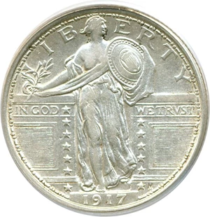 image for: 1917 25c Ty.1 PCGS AU50