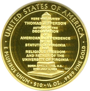 image for: 2007-W $10 Jefferson Spouse (Liberty) - First Strike PCGS Proof 69 DCameo
