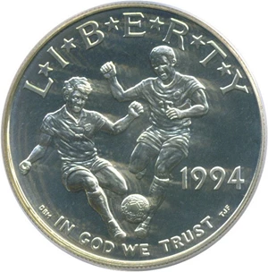 image for: 1994-D $1 World Cup PCGS MS69