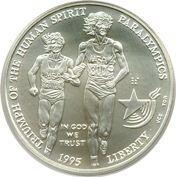 image for: 1995-D $1 Paralympic Blind Runner PCGS MS69
