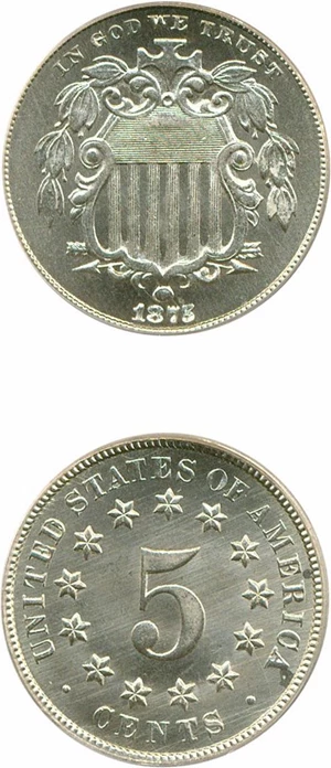 image for: 1875 5c PCGS MS66