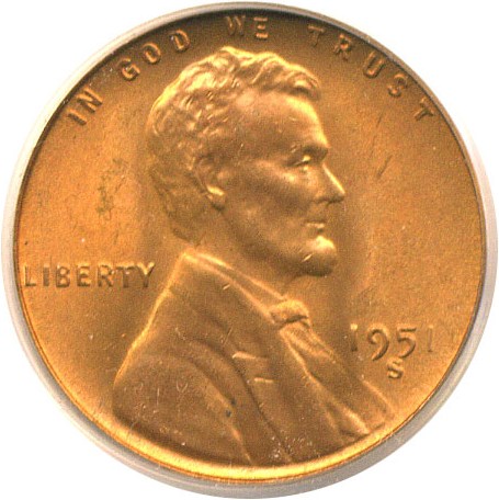 image for: 1951-S 1c  PCGS MS66 RD