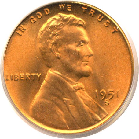image for: 1951-S 1c  PCGS MS66 RD