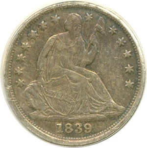 image for: 1839 H10c No Drapery ANACS XF40
