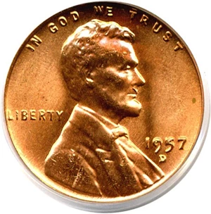 image for: 1957-D 1c PCGS MS66 RD