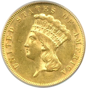 image for: 1874 $3 PCGS AU58