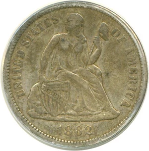 image for: 1862-S 10c ANACS XF40