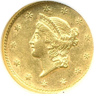image for: 1852 G$1 NGC AU55