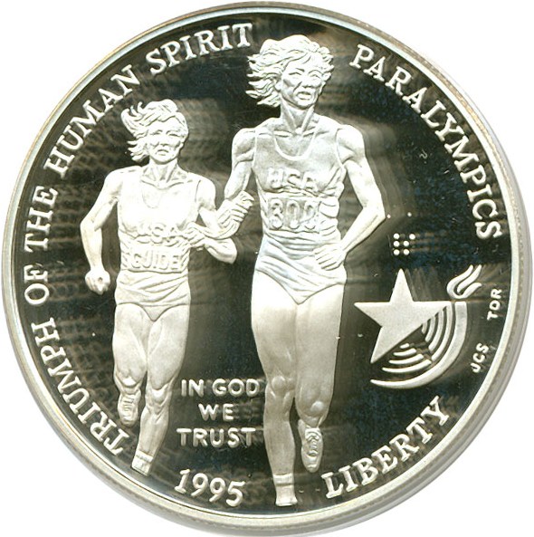 image for: 1995-P $1 Paralympics Blind Runner PCGS Proof 69 DCameo