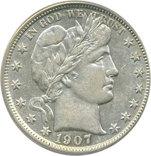 image for: 1907-D 50c PCGS AU50