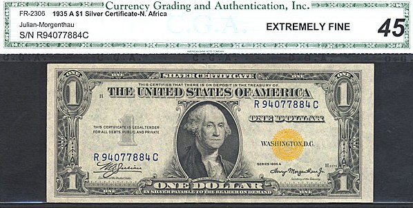 image for: Fr.2306 1935A $1 North Africa CGA XF45  [R94077884C]