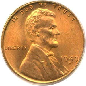 image for: 1949-S 1c PCGS MS66 RD
