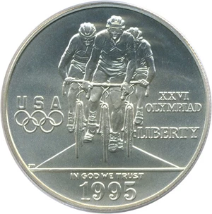 image for: 1995-D $1 Olympic Cycling PCGS MS69