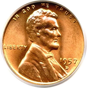 image for: 1957-D 1c PCGS MS66 RD