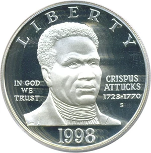 image for: 1998-S $1 Black Patriots/Crispus Attucks PCGS Proof 69 DCameo