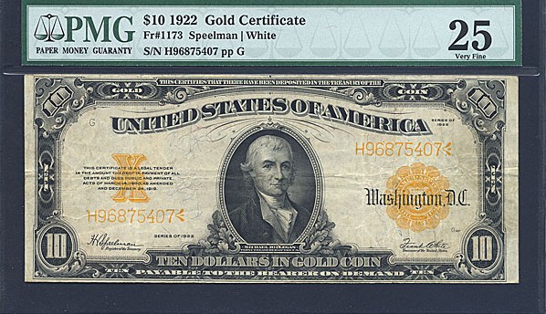 image for: Fr.1173 1922 $10  PMG VF25  [H96875407]